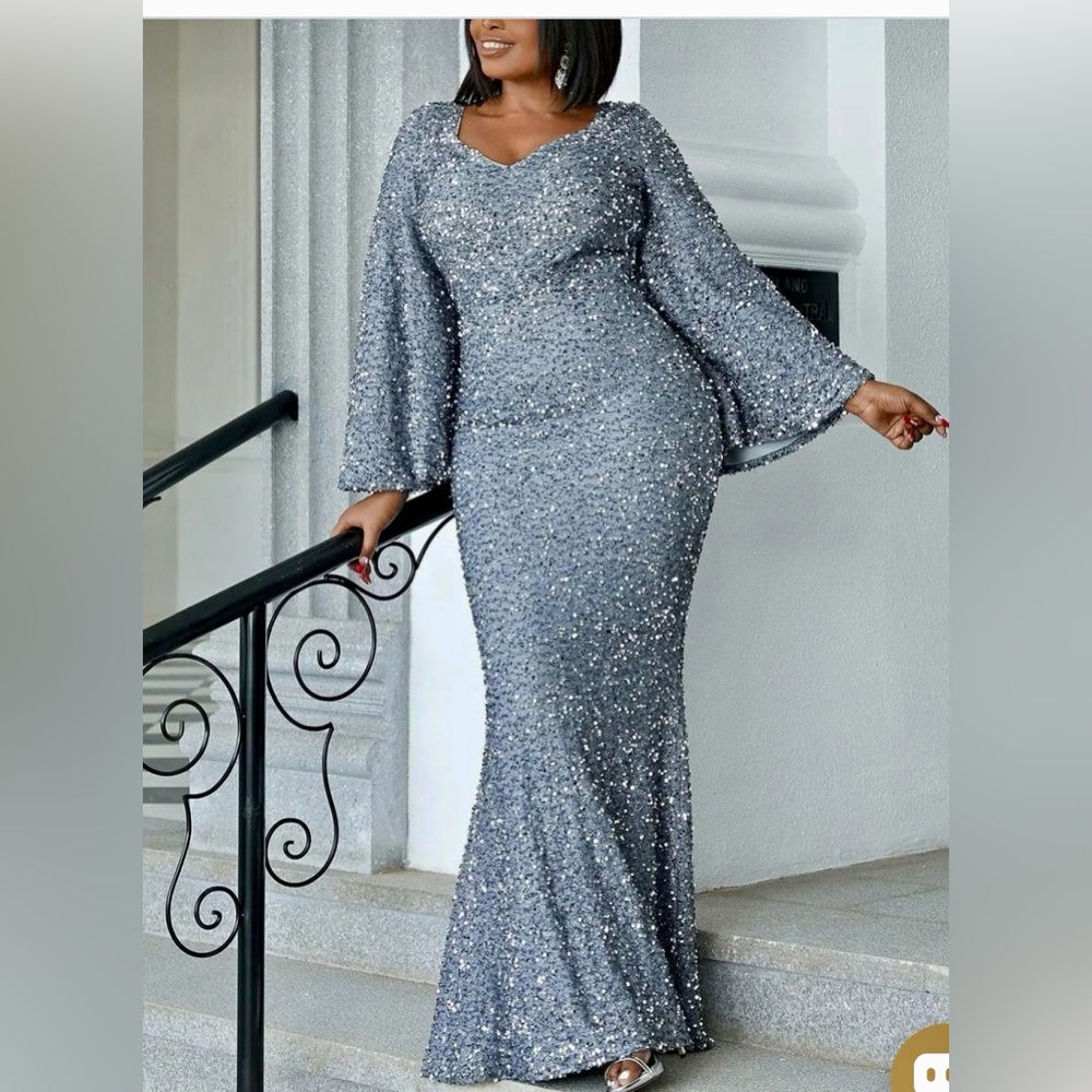 Elegant Silver Evening Gown